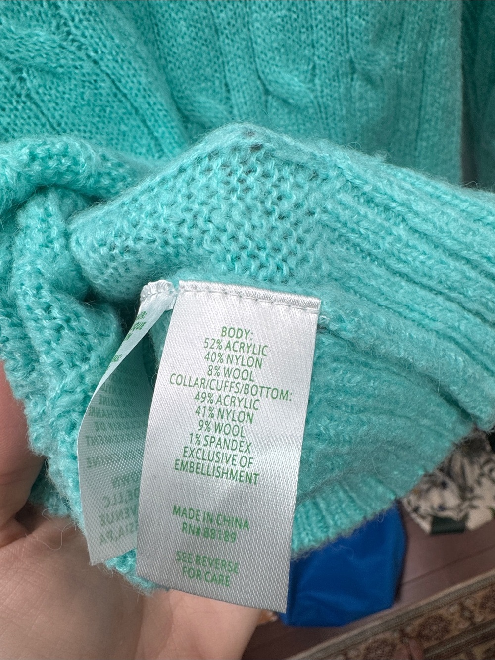 Lilly Pulitzer Aqua Cable Knit Jewel-Neck Sweater - Picture 5 of 5